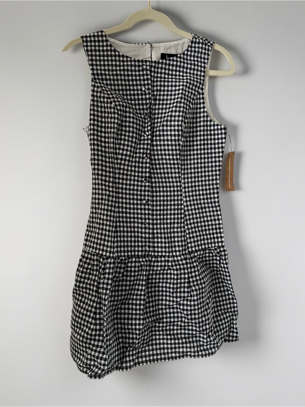 Black & White Gingham Sleeveless Mini Dress - Picture 3 of 6